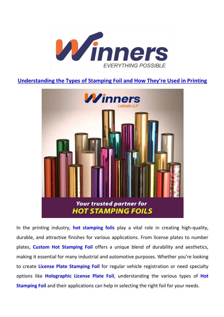understanding the types of stamping foil n.w