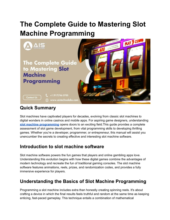 the complete guide to mastering slot machine n.w