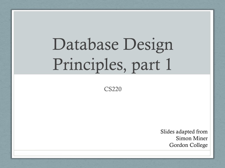 Database Design Principles Overview