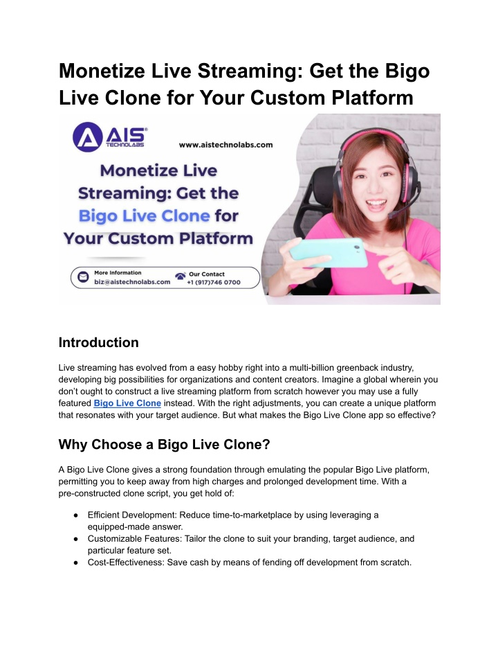 monetize live streaming get the bigo live clone n.w