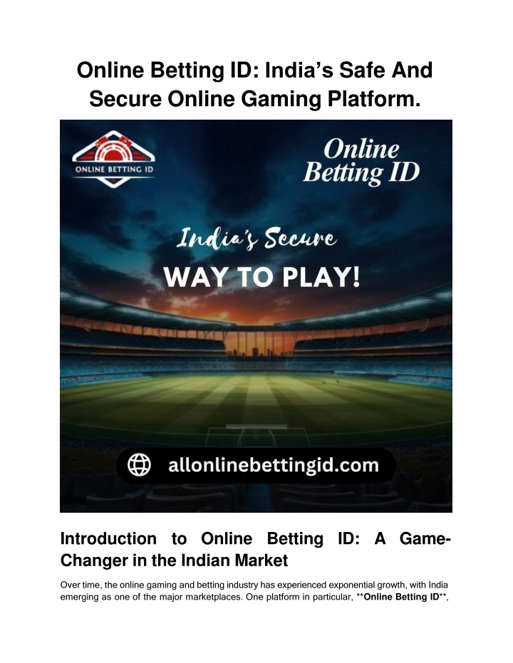Online Betting ID_ India’s Safe And Secure Online Gaming Platform