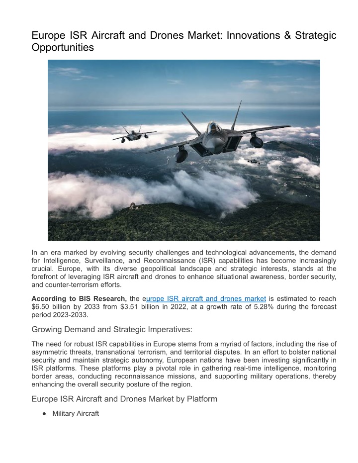 europe isr aircraft and drones market innovations n.w