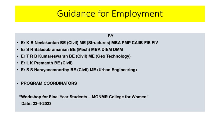 Guidance for Employment Opportunities and Job Registration