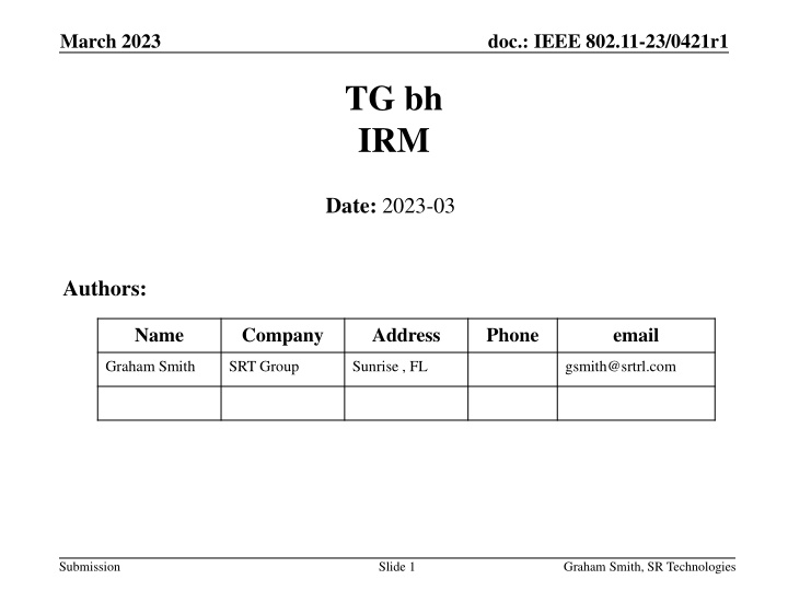 IEEE 802.11-23/0421r1: Understanding the IRM Scheme for MAC Address Privacy
