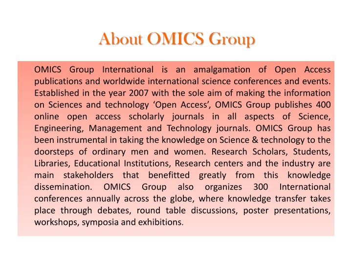 Impact of OMICS Group in Science and Technology Dissemination