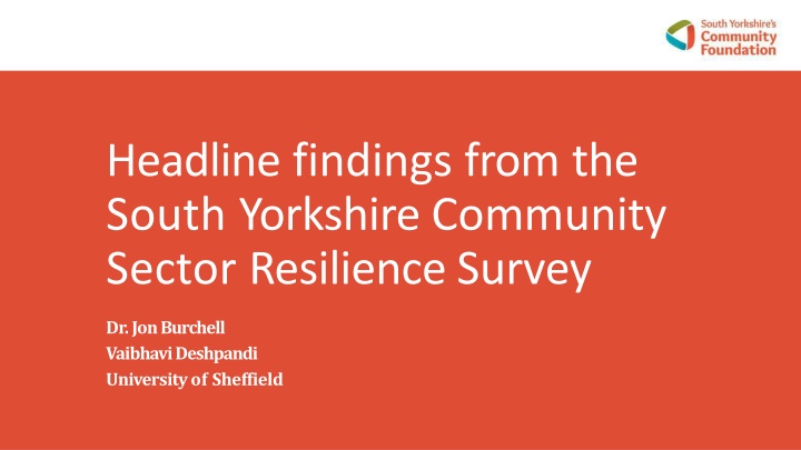 Key Findings from South Yorkshire Community Sector Resilience Survey