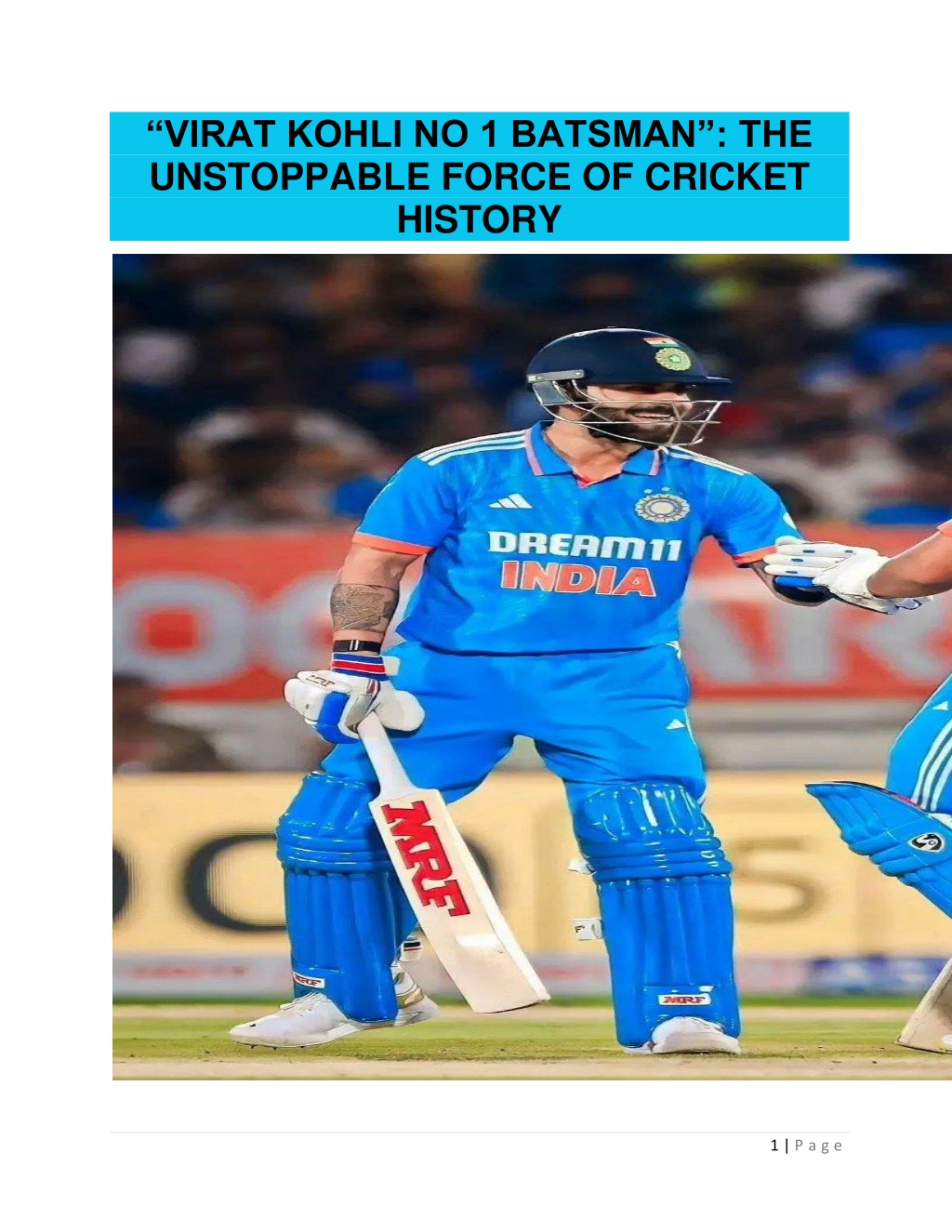 virat kohli no 1 batsman the unstoppable force l.w