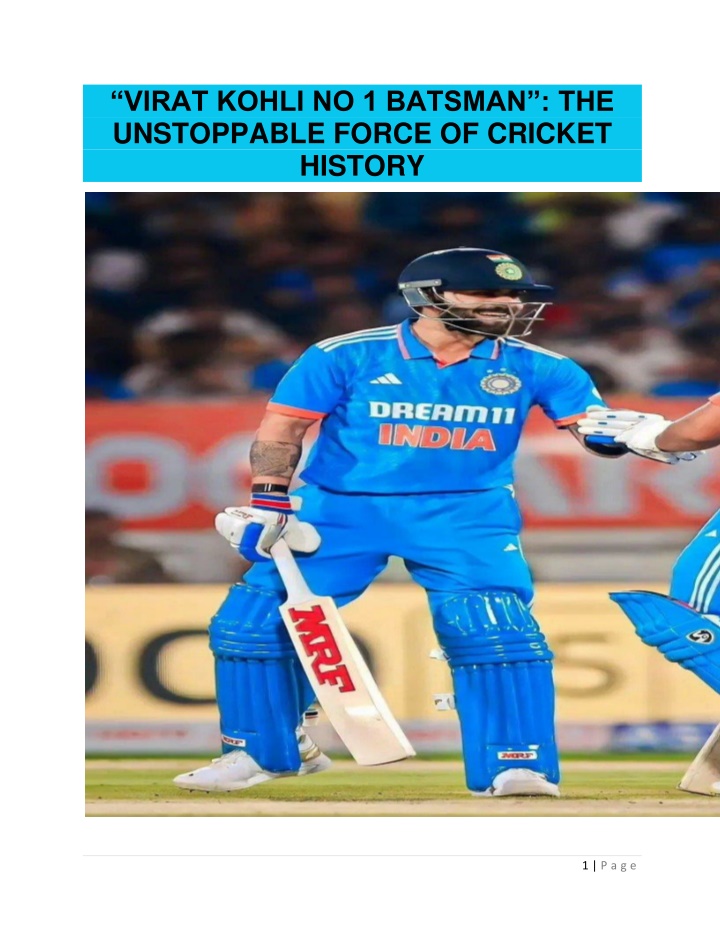virat kohli no 1 batsman the unstoppable force n.w