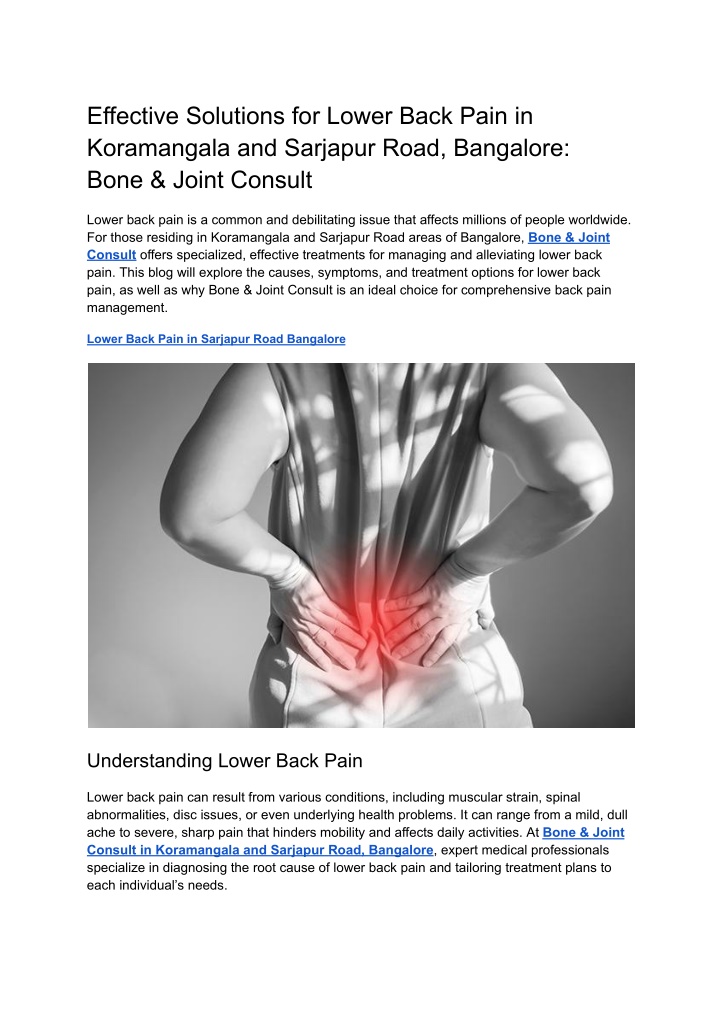 effective solutions for lower back pain n.w