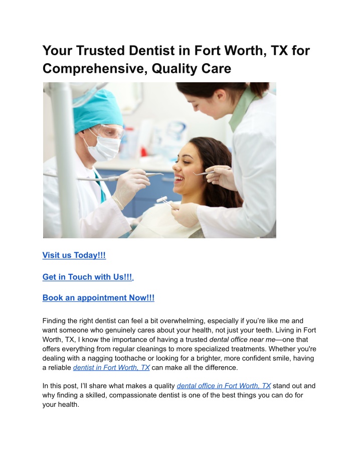 your trusted dentist in fort worth n.w
