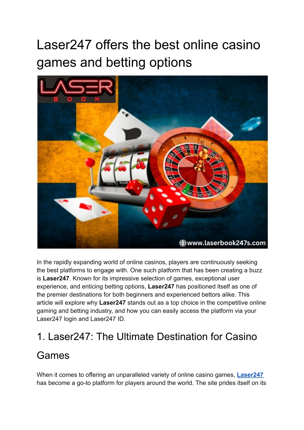 laser247 offers the best online casino games l.w