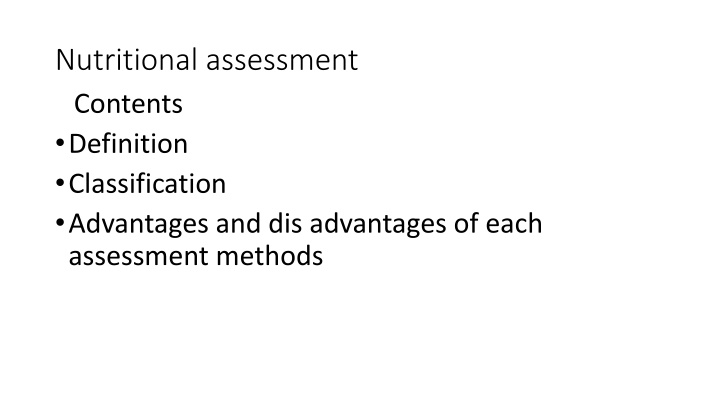 Nutritional Assessment Methods