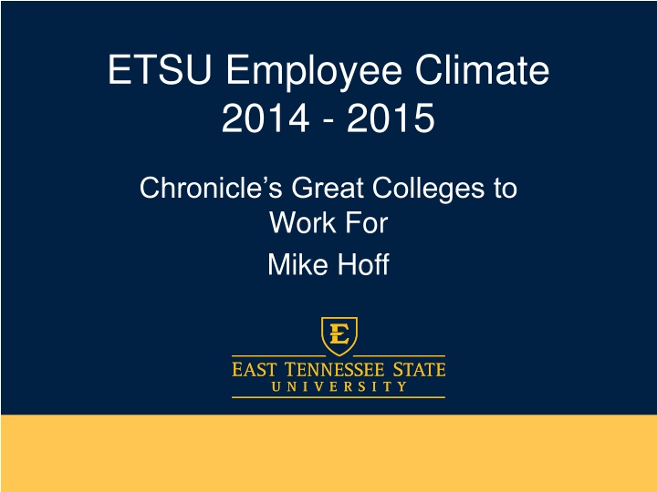 ETSU Employee Climate 2014-2015 Chronicle's Great Colleges to Work For Overview