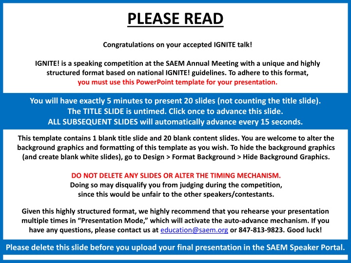 Structured Speaking Competition Guidelines