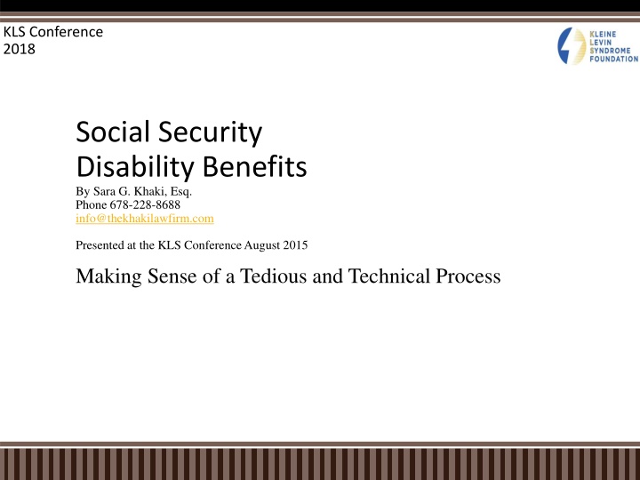 Social Security Disability Benefits - KLS Conference 2018