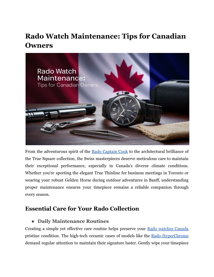 rado watch maintenance tips for canadian owners n.w
