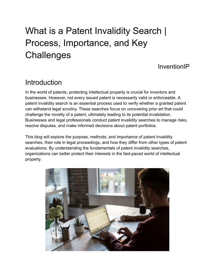 what is a patent invalidity search process n.w