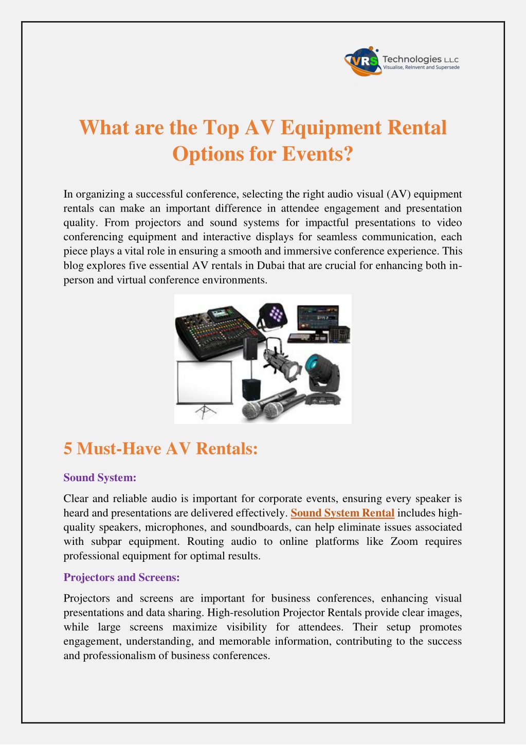 what are the top av equipment rental options l.w