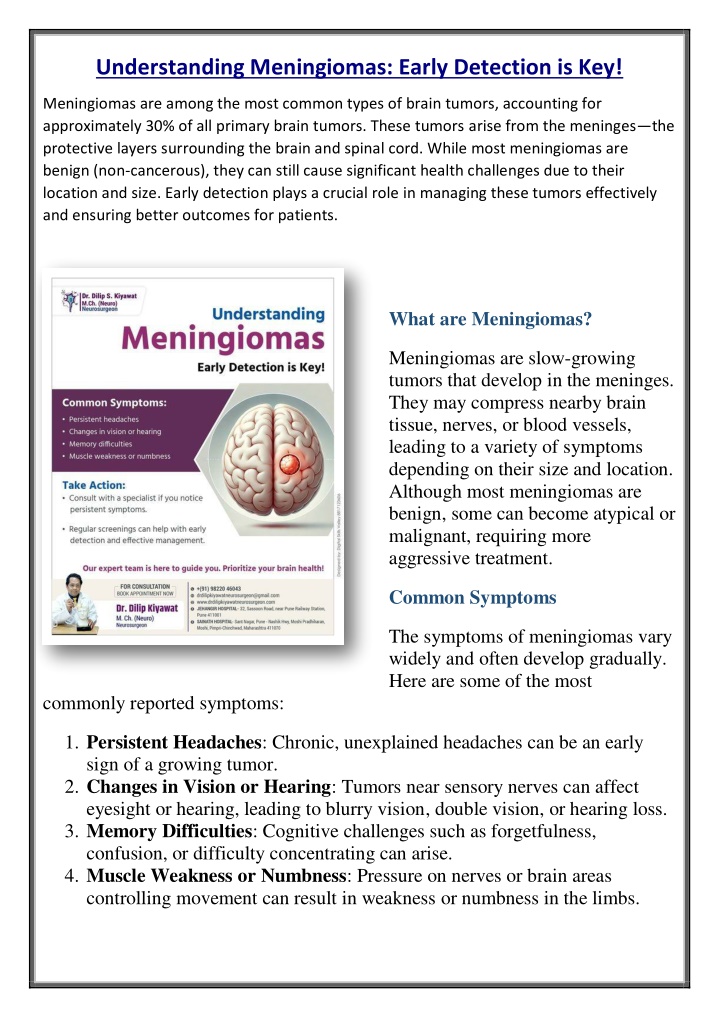 understanding meningiomas early detection is key n.w