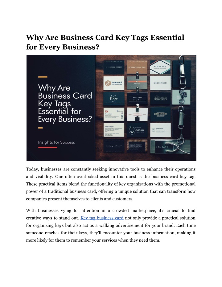 why are business card key tags essential n.w