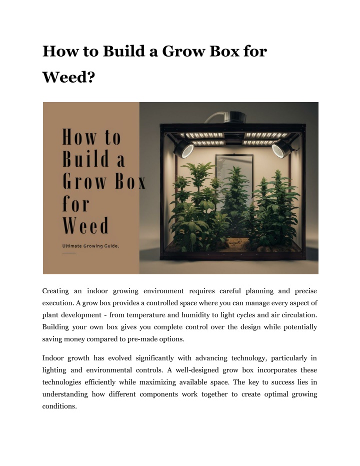 how to build a grow box for n.w