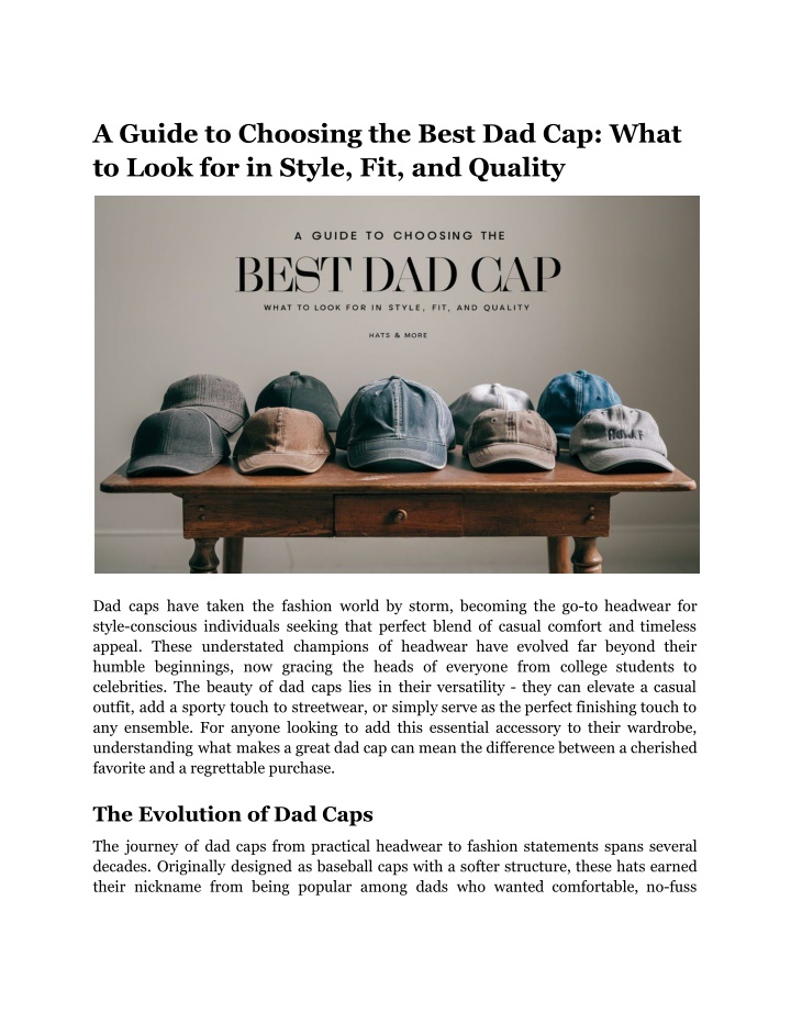 a guide to choosing the best dad cap what to look n.w