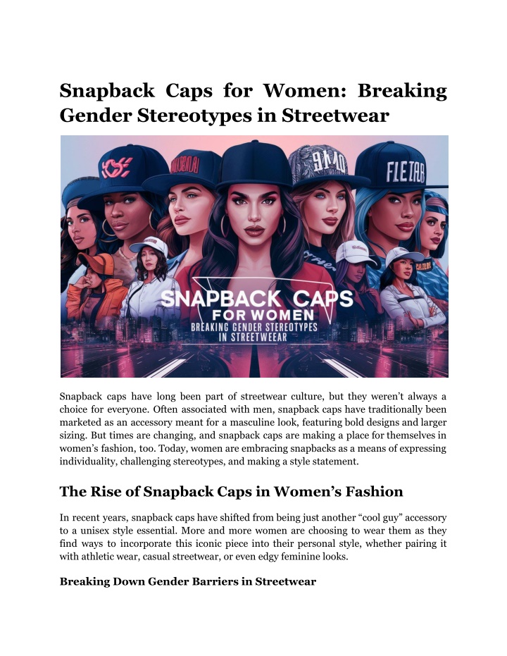 snapback caps for women breaking gender n.w