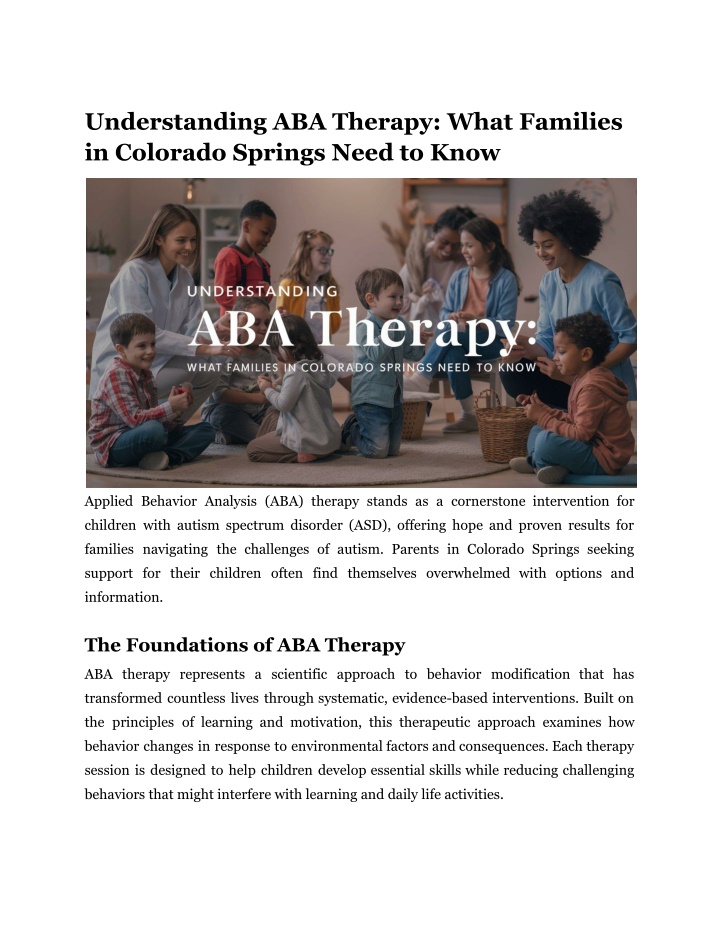 understanding aba therapy what families n.w