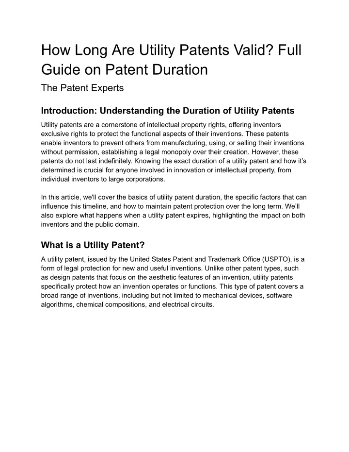 how long are utility patents valid full guide n.w