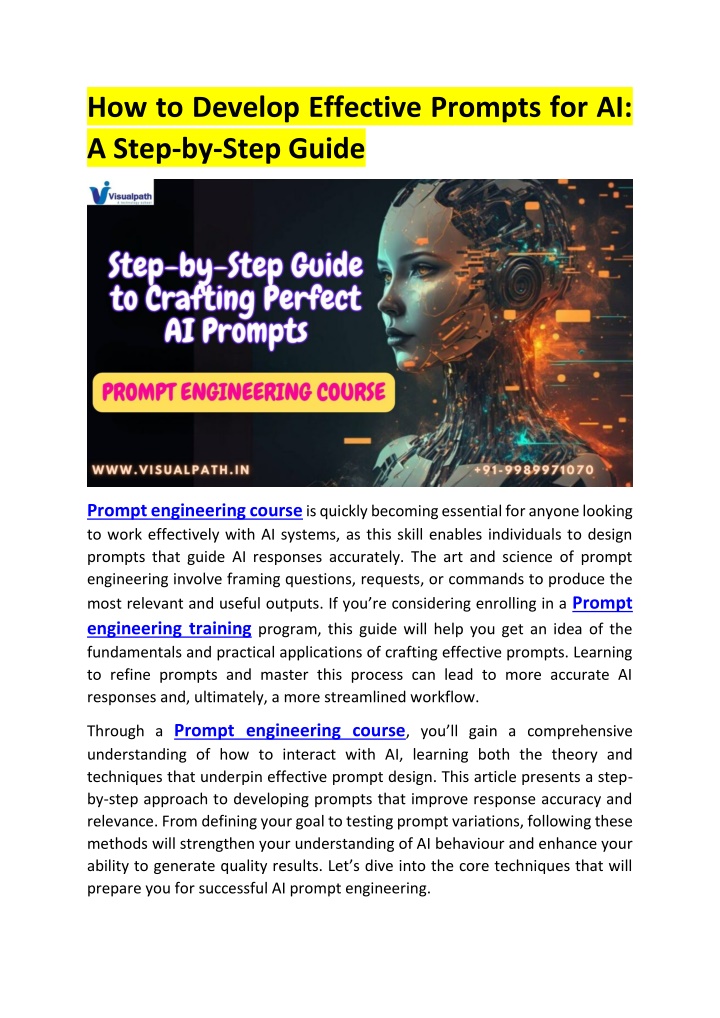 how to develop effective prompts for ai a step n.w