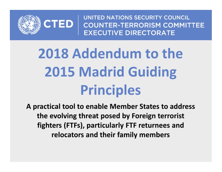 Strategies for Addressing Foreign Terrorist Fighters: Addendum to Madrid Guiding Principles