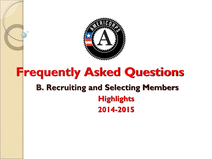 AmeriCorps Recruitment and Eligibility Guidelines 2014-2015