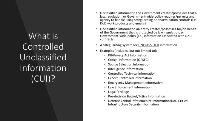 Controlled Unclassified Information (CUI) Safeguarding Guidelines