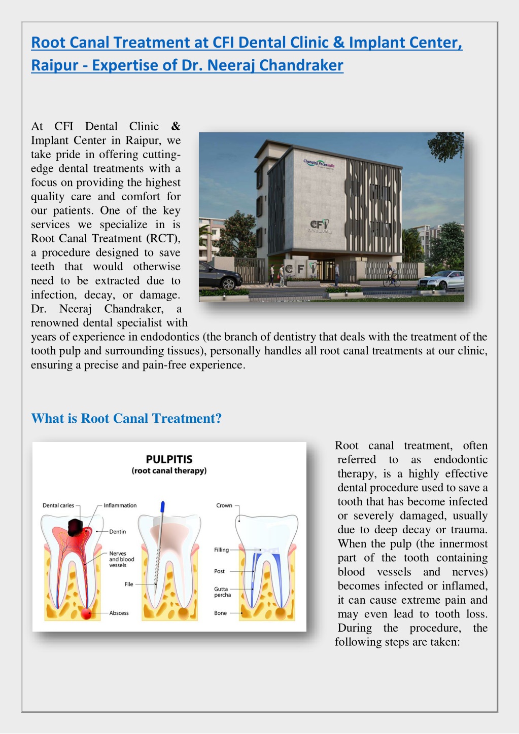 root canal treatment at cfi dental clinic implant l.w