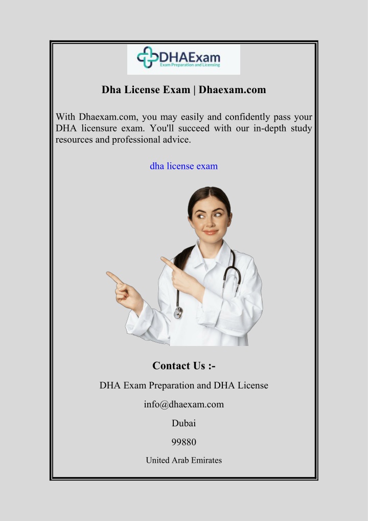 dha license exam dhaexam com n.w
