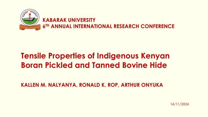 Investigating Tensile Properties of Kenyan Boran Cowhide