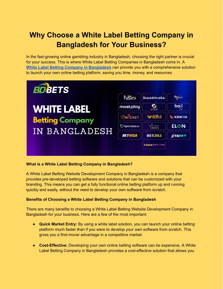 why choose a white label betting company n.w