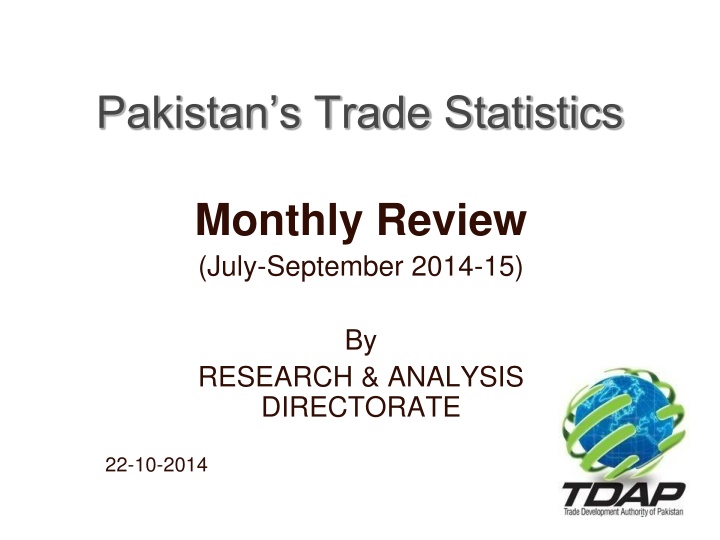 Pakistan Trade Statistics Review: July-September 2014-15