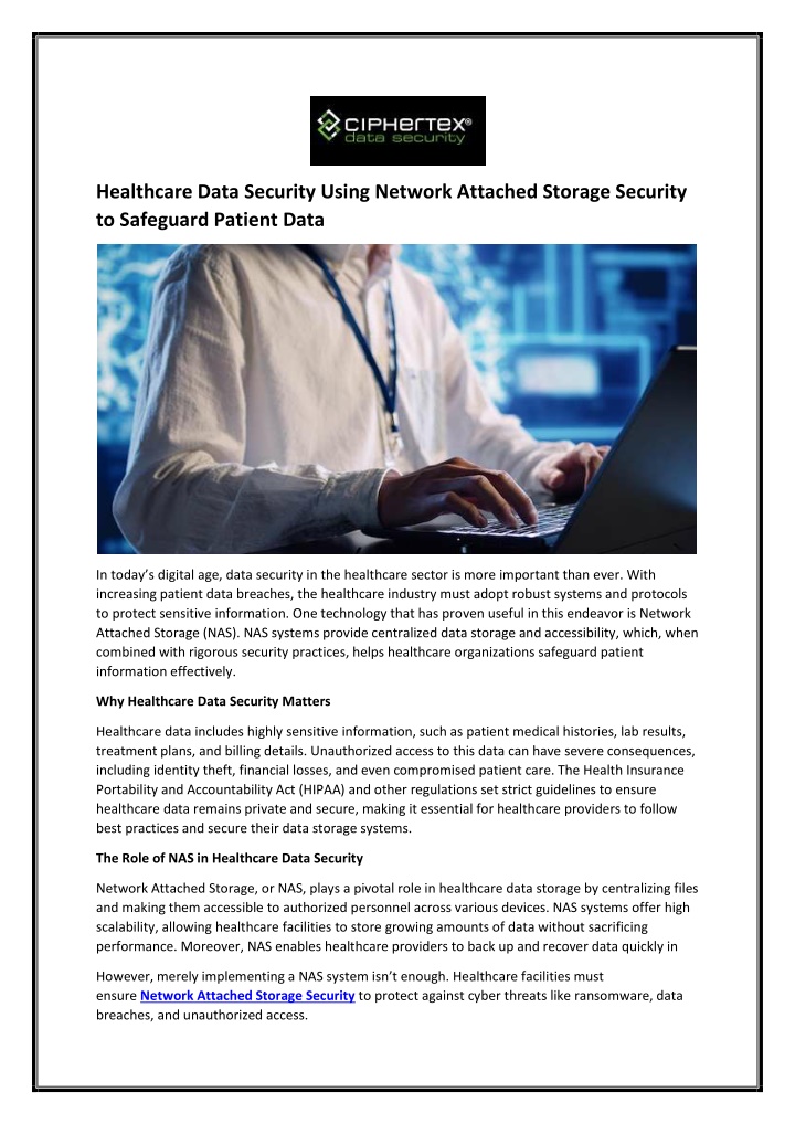 healthcare data security using network attached n.w