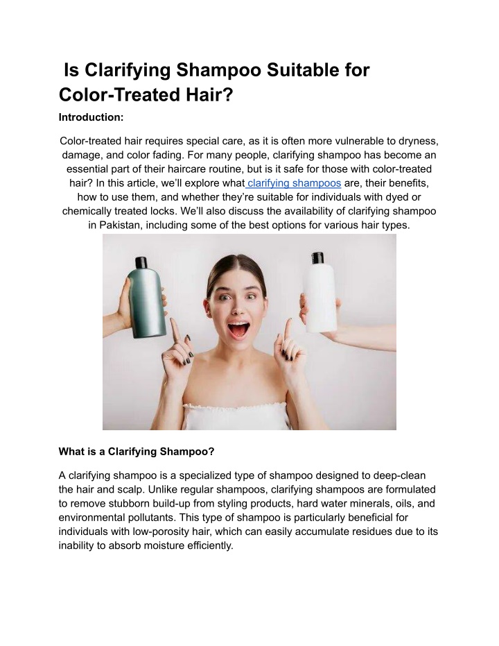 is clarifying shampoo suitable for color treated n.w