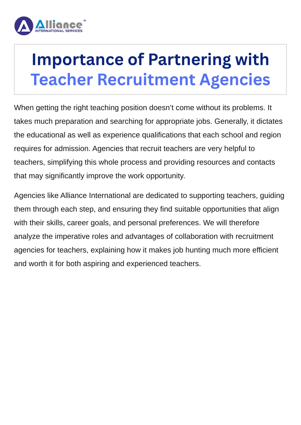 importance of partnering with teacher recruitment l.w