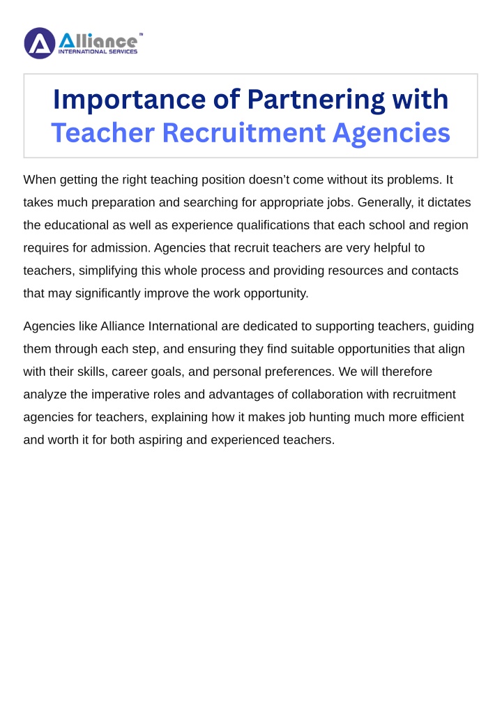 importance of partnering with teacher recruitment n.w