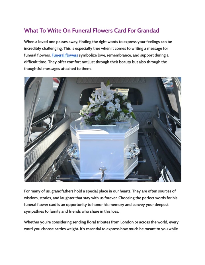 what to write on funeral flowers card for grandad n.w