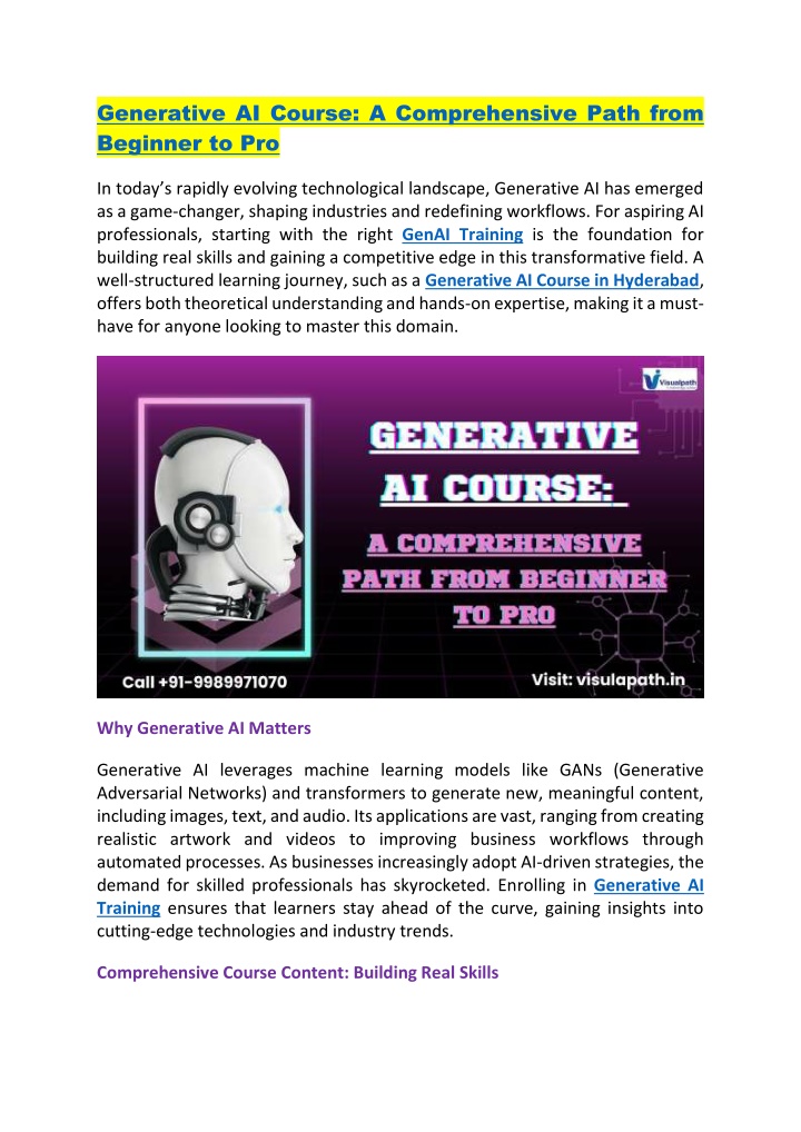 generative ai course a comprehensive path from n.w