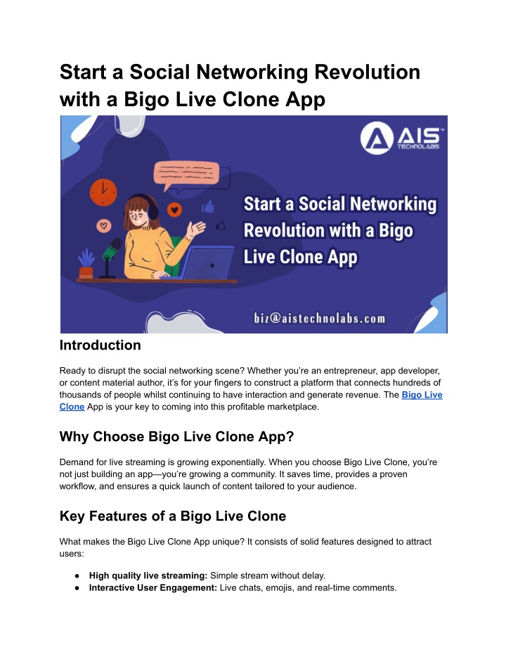 start a social networking revolution with a bigo n.w