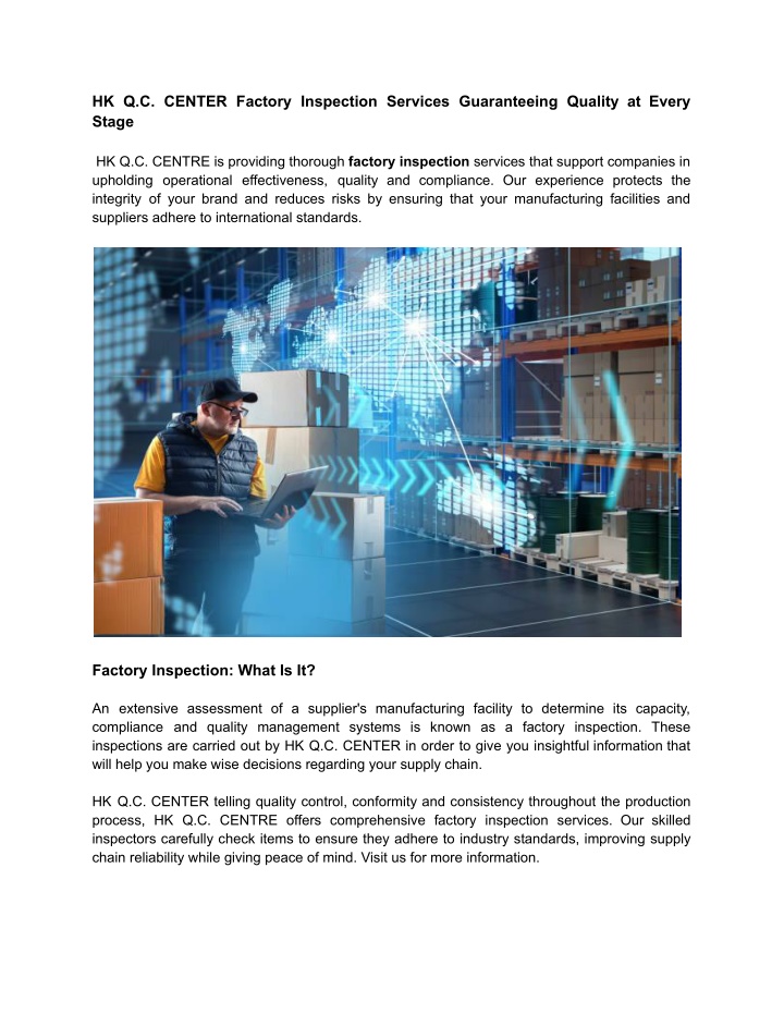 hk q c center factory inspection services n.w