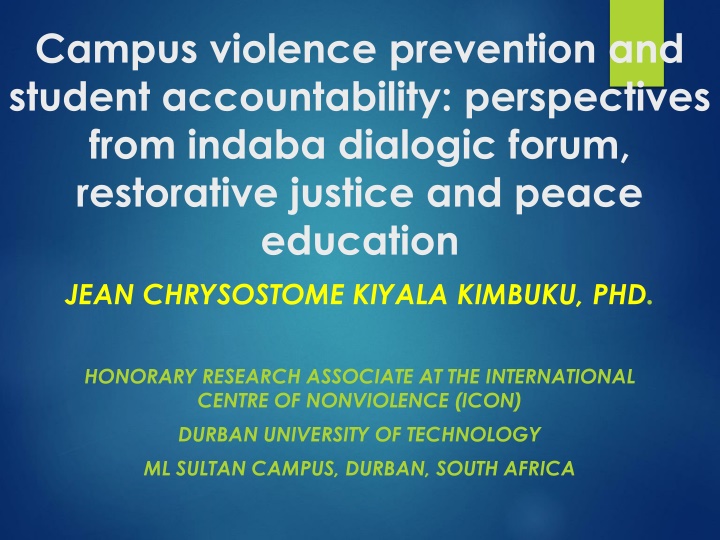 Campus Violence Prevention and Restorative Justice in Education Forum