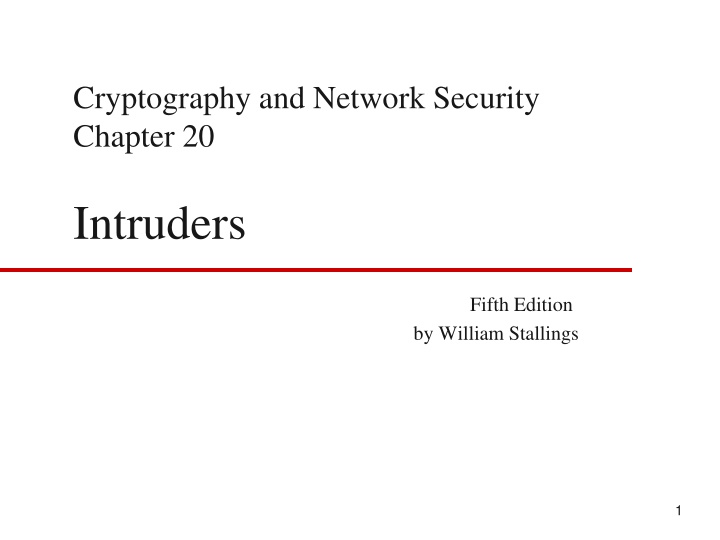 Intruders in Network Security