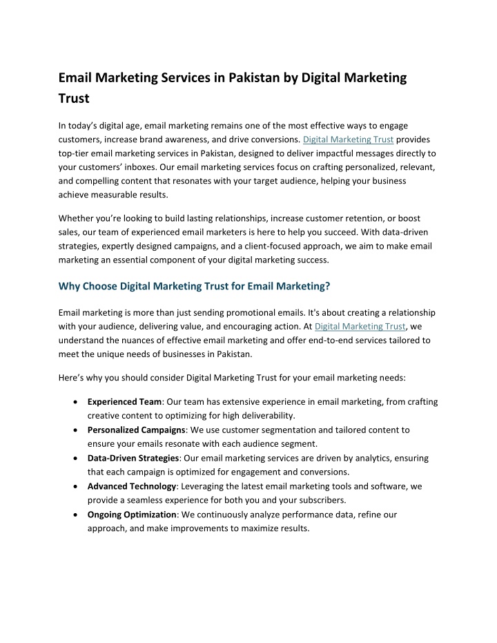 email marketing services in pakistan by digital n.w