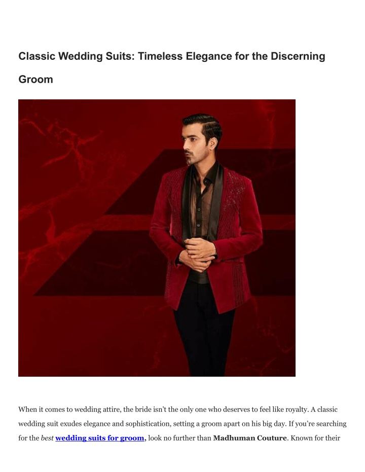 classic wedding suits timeless elegance n.w